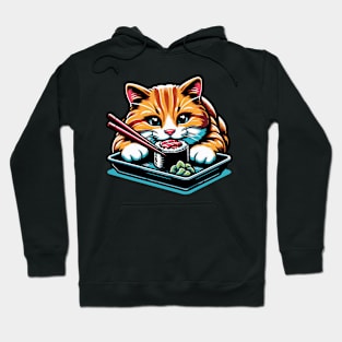 Ginger Cat eating sushi Hoodie